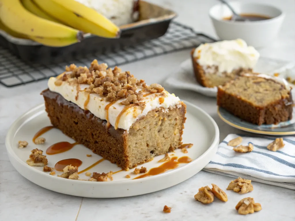 Banana bread with cream cheese frosting