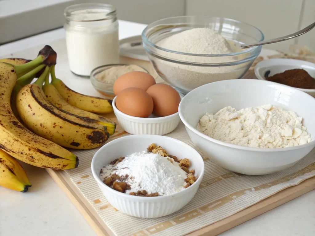 Ingredients for 4 ingredient banana bread