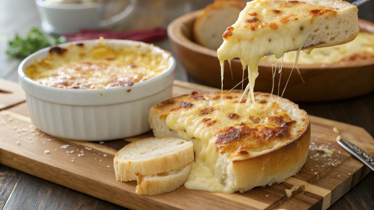 Melted cheese on a wooden board, illustrating the question: Does cheese lose protein when heated?