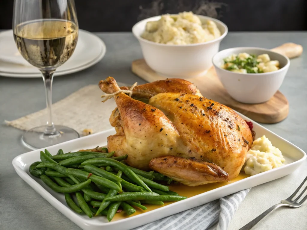 Ina Garten roast chicken served with sides