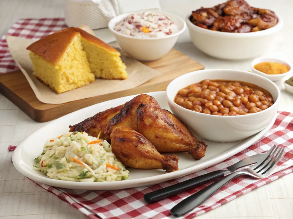 Southern BBQ Chicken with traditional sides.