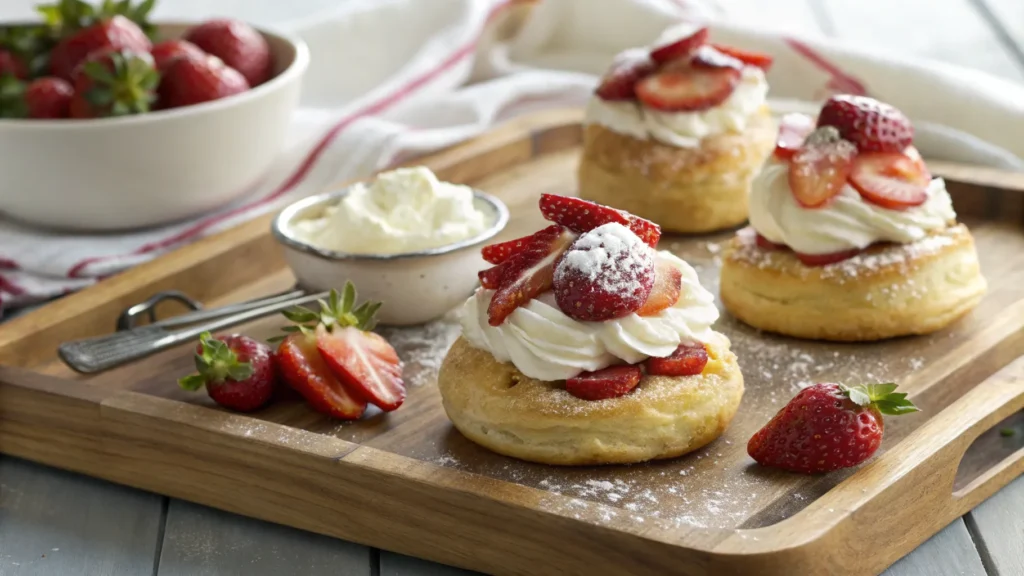 Strawberries & Cream Pastry Puffs with flaky layers and whipped cream