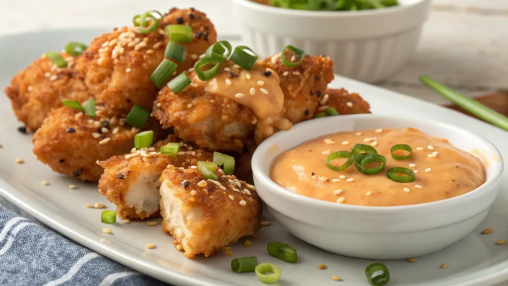 Crispy Bang Bang Chicken coated in spicy Bang Bang sauce