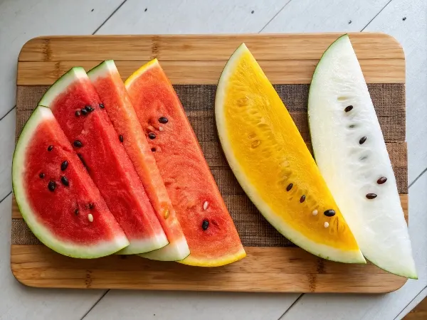 Comparison of red, yellow, orange, and white watermelon varieties