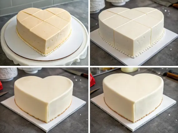 How to shape a heart cake using a round and square cake