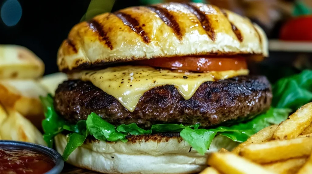 Juicy elk burger recipe with cheese and toppings