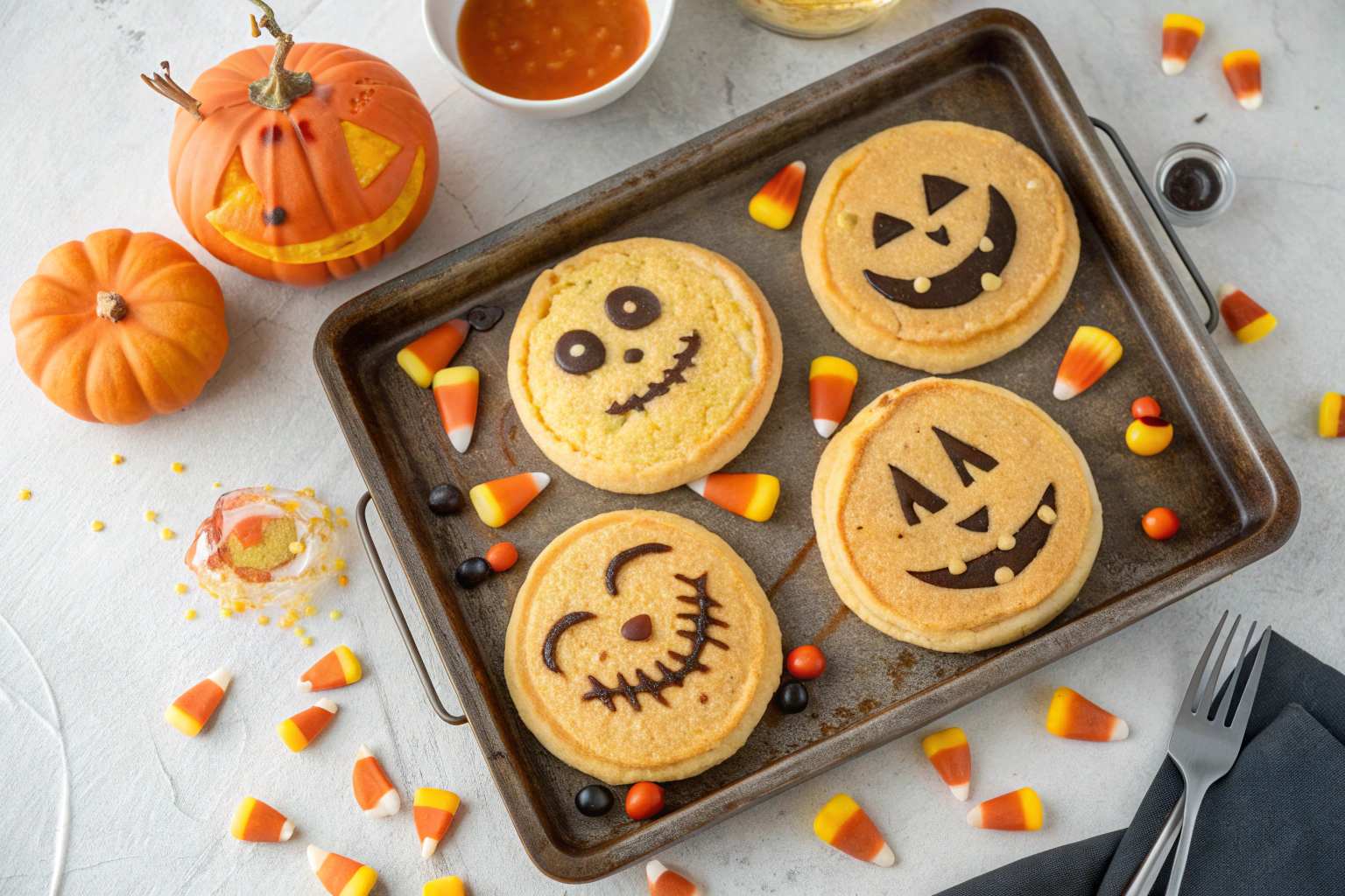 Sheet Pan Halloween Pancakes