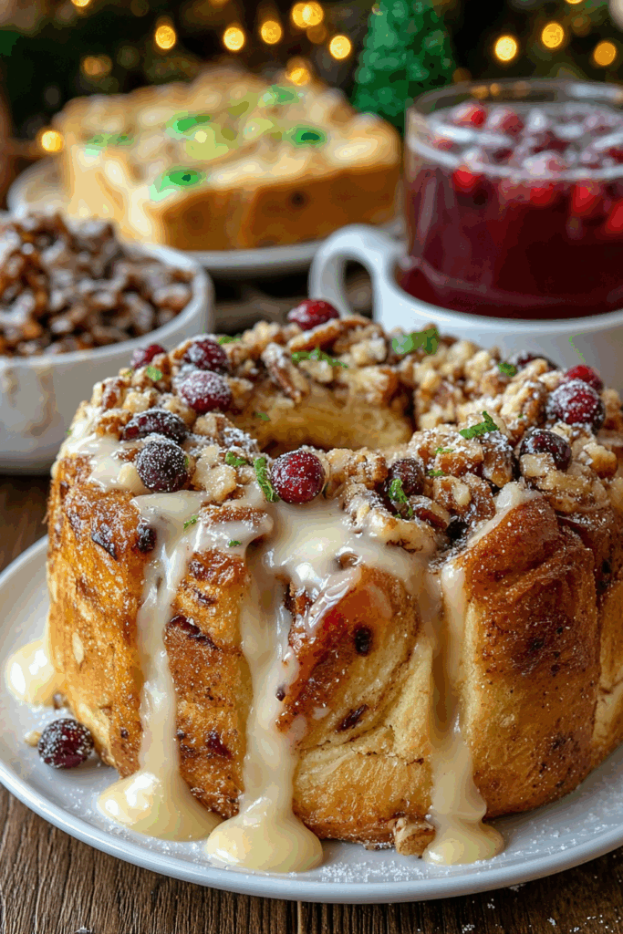 Festive winter dessert ideas with apple kringle and cranberry punch