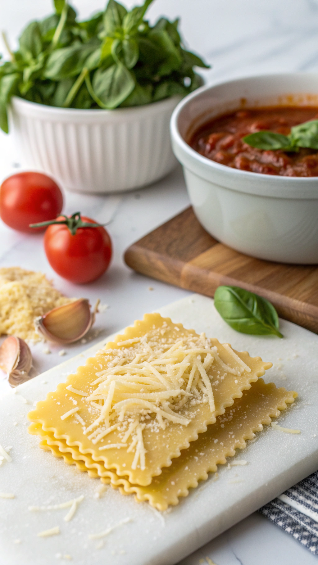 One-Pot Lasagna Soup ingredients preparation