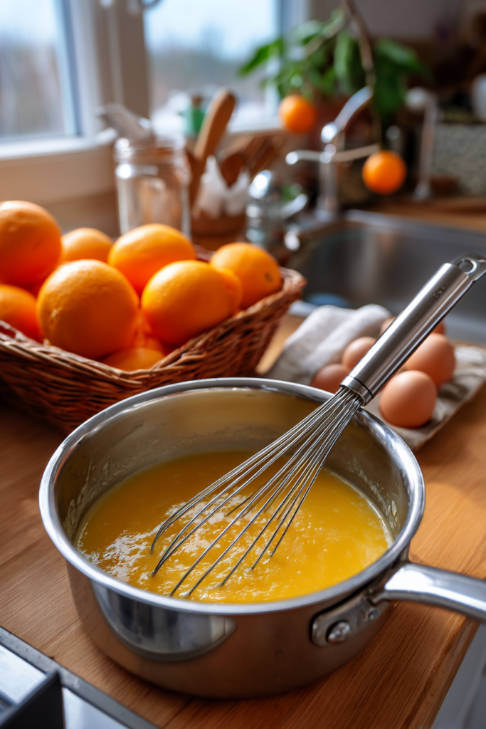 Whisking fruit juice and gelatin for homemade snacks