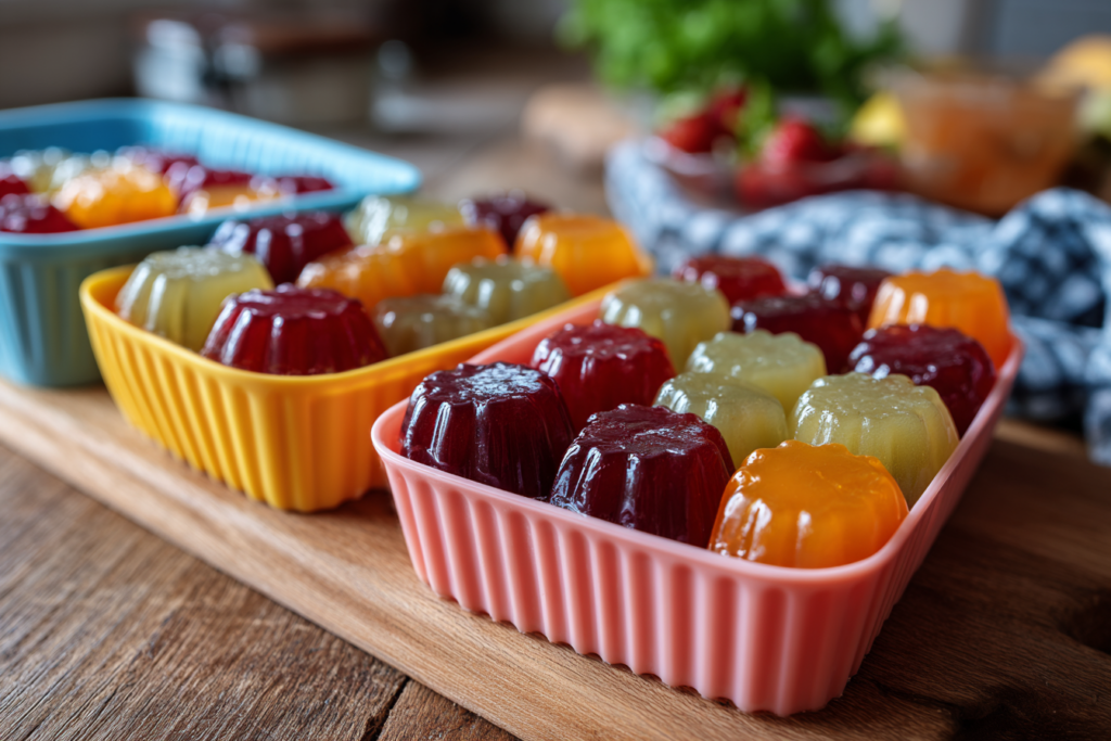 Homemade gelatin snacks kids love made with real fruit juice.