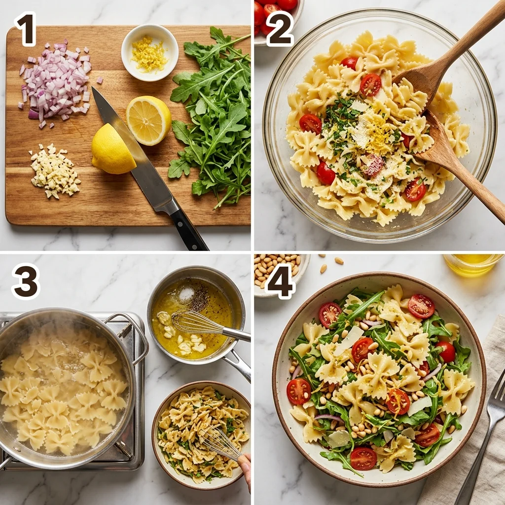 best tangy lemon arugula pasta salad recipe step by step