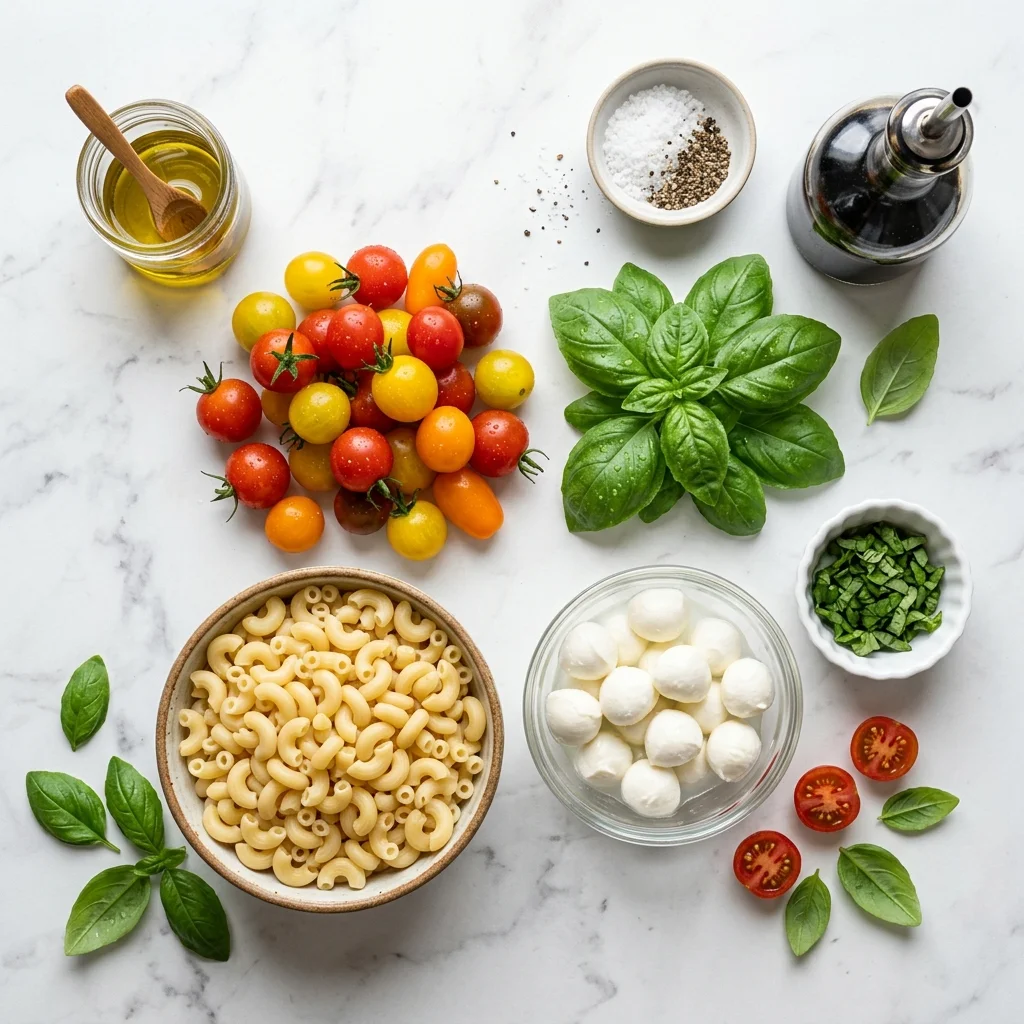 easy Caprese pasta salad ingredients