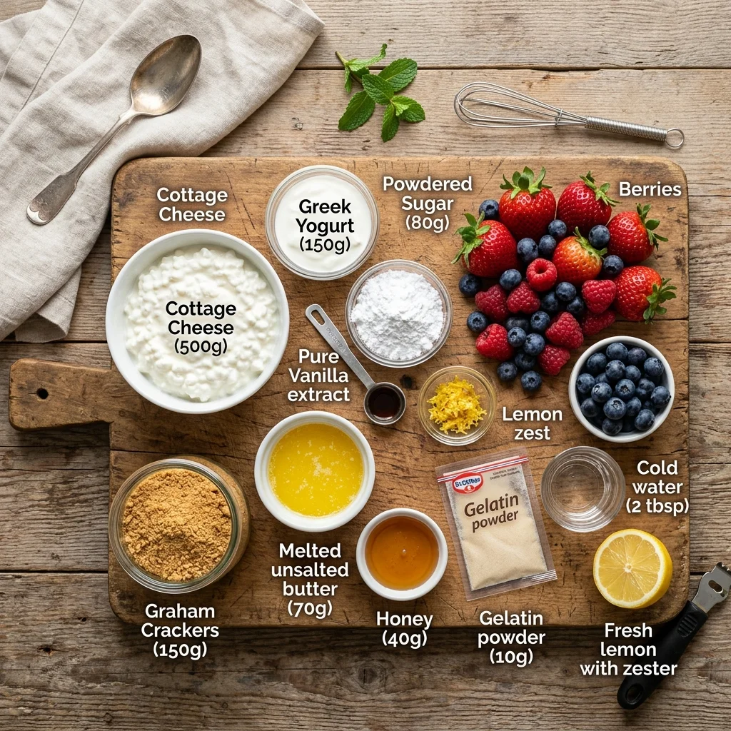 no bake cottage cheese cheesecake ingredients